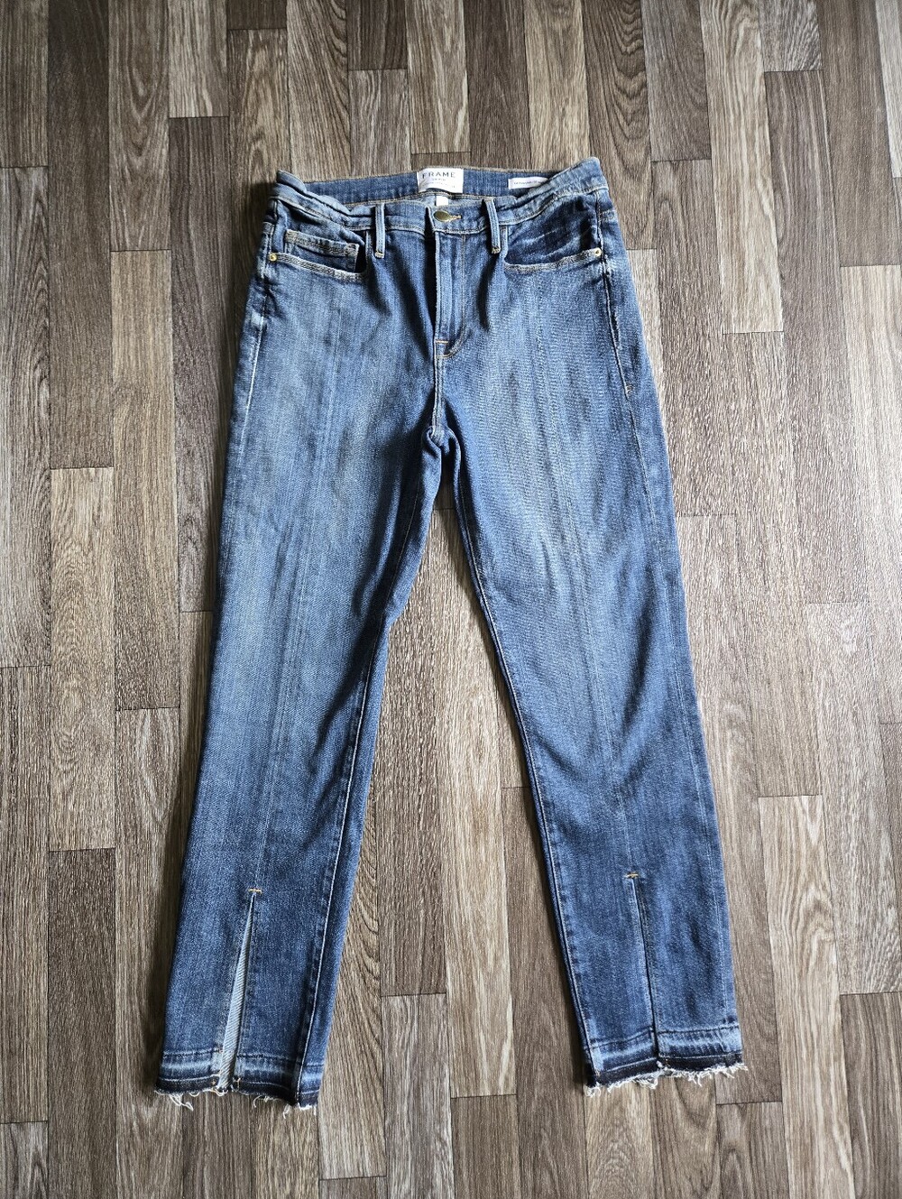 Frame Denim Le Nouveau Straight Split Front Sheffield Raw Hem Jeans Size 29 - Picture 6 of 11